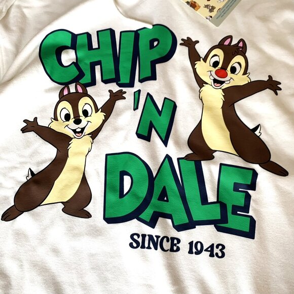 NWT CHIP AND DALE DISNEY CLASSICS HOODIE IVORY SIZE SMALL - Picture 3 of 9